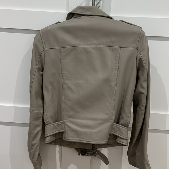 ALL SAINTS leather jacket- size 4.  Medium putty color-warm gray. - Picture 6 of 10